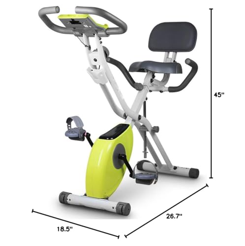 Collapsible Folding Cardio Exercise Bike, LCD Monitor, 150 kg Capacity, Home Gym Fitness Bike for Weight Loss, Green