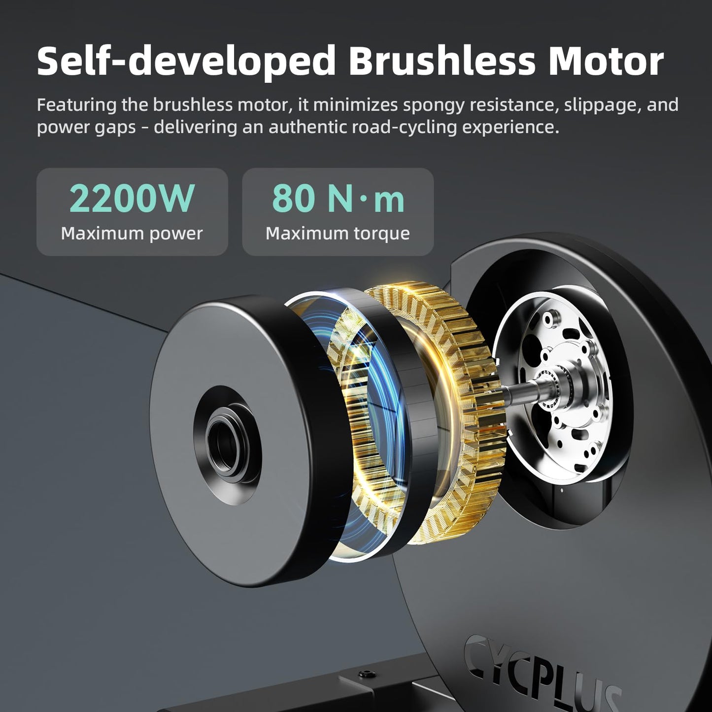 CYCPLUS R200 Smart Indoor Bike Trainer, 2200W Brushless Motor, 19% Gradient Simulator, Virtual Shifting, Uphill/Downhill Simulation, Super Silent (Cassette Not Included)