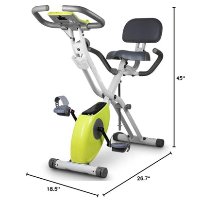 Collapsible Folding Cardio Exercise Bike, LCD Monitor, 150 kg Capacity, Home Gym Fitness Bike for Weight Loss, Green