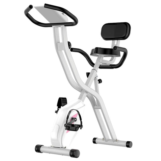 Indoor Cycling Exercise Bike, Cardio Stationary Bike with LCD Monitor & Heart Rate Sensors, White, Home Cardio Trainer