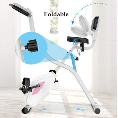 Indoor Cycling Exercise Bike, Cardio Stationary Bike with LCD Monitor & Heart Rate Sensors, White, Home Cardio Trainer
