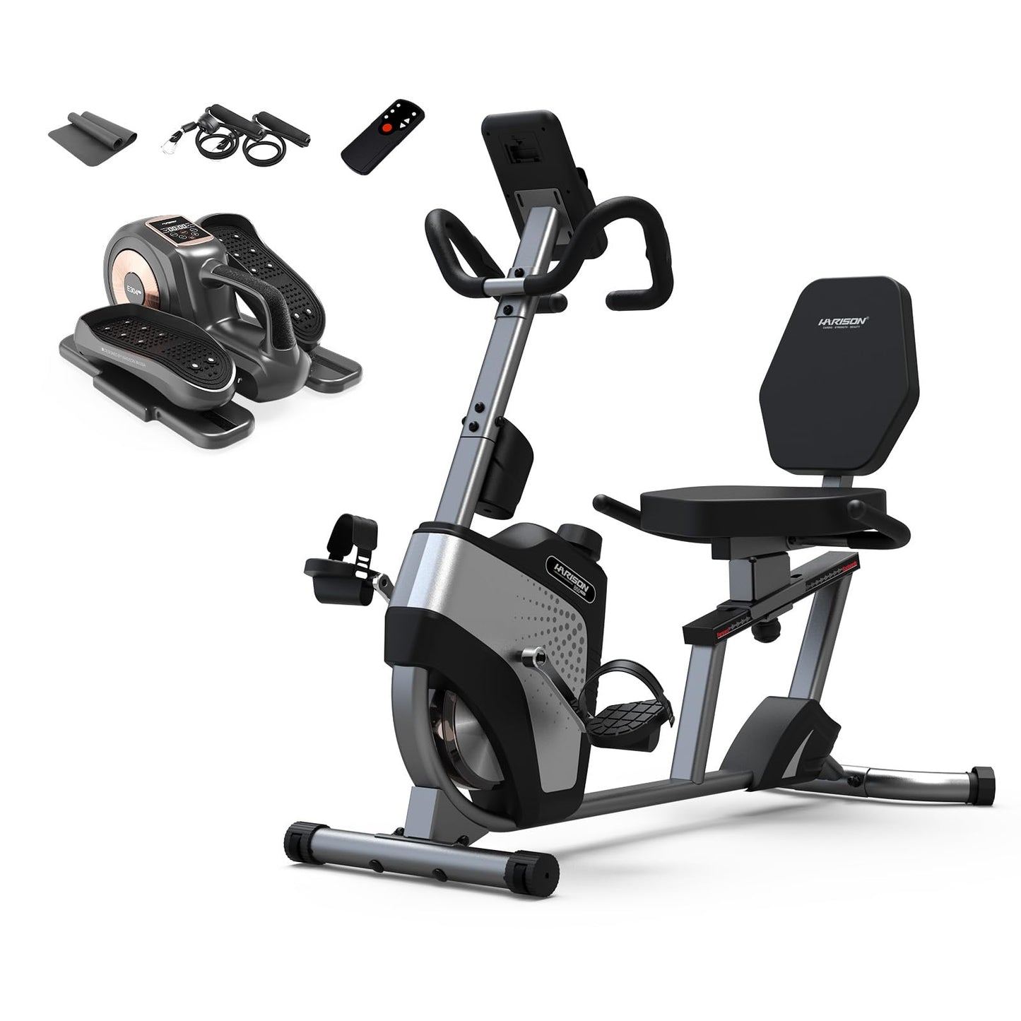 HARISON Recumbent Exercise Bike, Under Desk Elliptical Machine for Home, Multi-Functional LCD Display