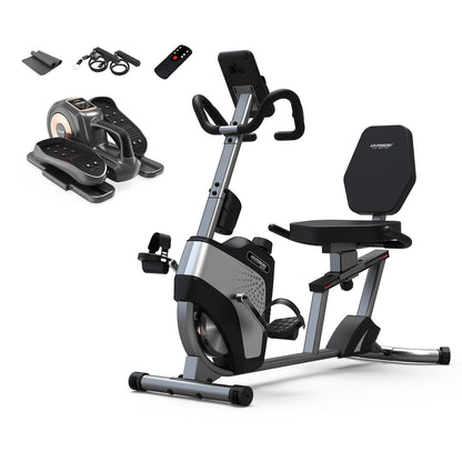 HARISON Recumbent Exercise Bike, Under Desk Elliptical Machine for Home, Multi-Functional LCD Display