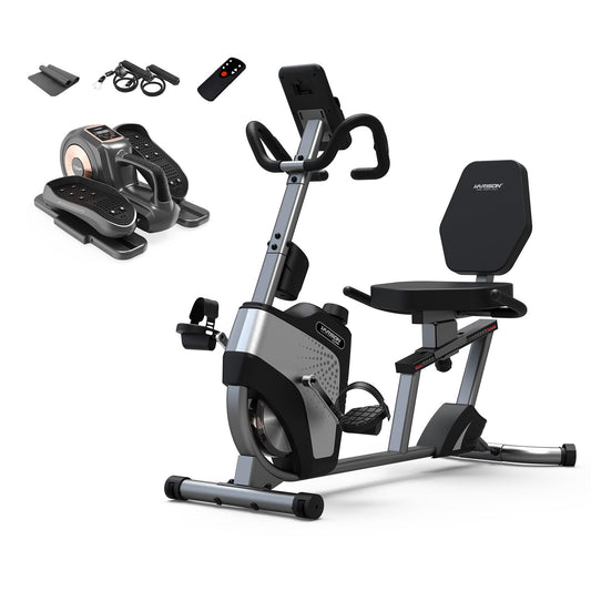HARISON Recumbent Exercise Bike, Under Desk Elliptical Machine for Home, Multi-Functional LCD Display