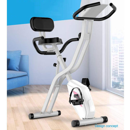 Indoor Cycling Exercise Bike, Cardio Stationary Bike with LCD Monitor & Heart Rate Sensors, White, Home Cardio Trainer