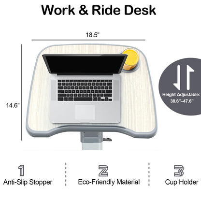 All-in-One Foldable Under Desk Exercise Bike, 300 lb Capacity, Adjustable Resistance, LCD Display, Seat & Desktop, Portable Stationary Bike for Home