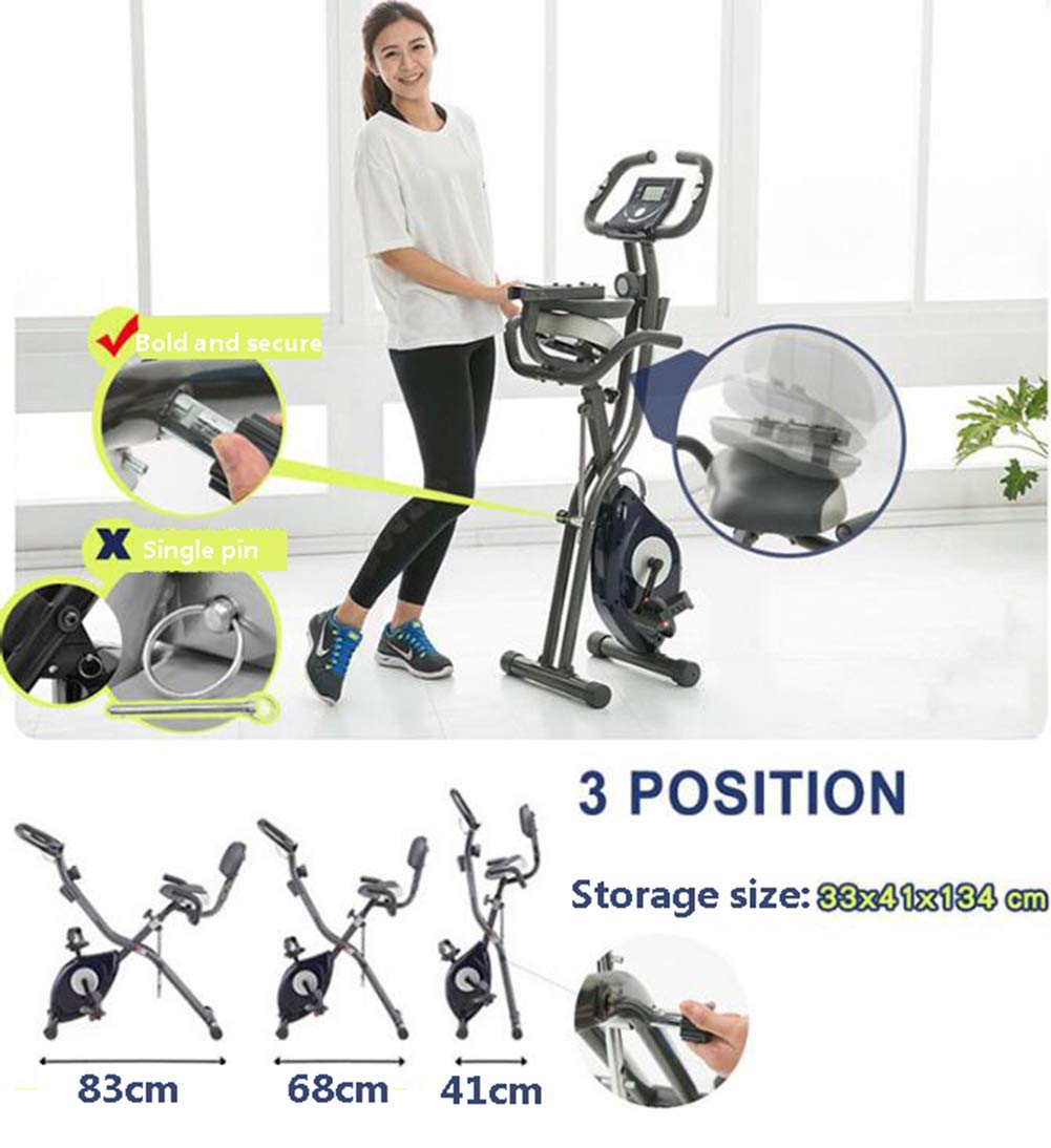 Collapsible Folding Cardio Exercise Bike, LCD Monitor, 150 kg Capacity, Home Gym Fitness Bike for Weight Loss, Green