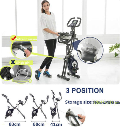 Collapsible Folding Cardio Exercise Bike, LCD Monitor, 150 kg Capacity, Home Gym Fitness Bike for Weight Loss, Green