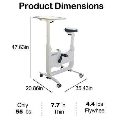 All-in-One Foldable Under Desk Exercise Bike, 300 lb Capacity, Adjustable Resistance, LCD Display, Seat & Desktop, Portable Stationary Bike for Home