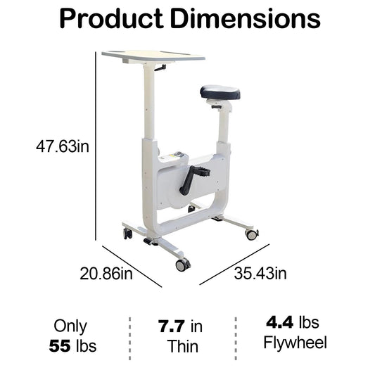 All-in-One Foldable Under Desk Exercise Bike, 300 lb Capacity, Adjustable Resistance, LCD Display, Seat & Desktop, Portable Stationary Bike for Home