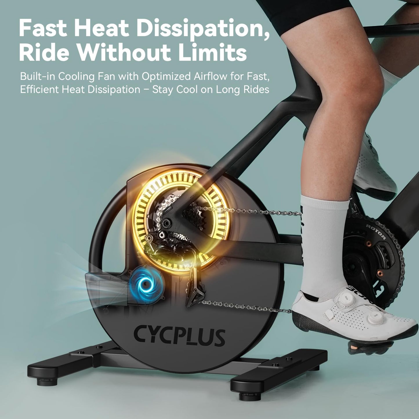 CYCPLUS R200 Smart Indoor Bike Trainer, 2200W Brushless Motor, 19% Gradient Simulator, Virtual Shifting, Uphill/Downhill Simulation, Super Silent (Cassette Not Included)