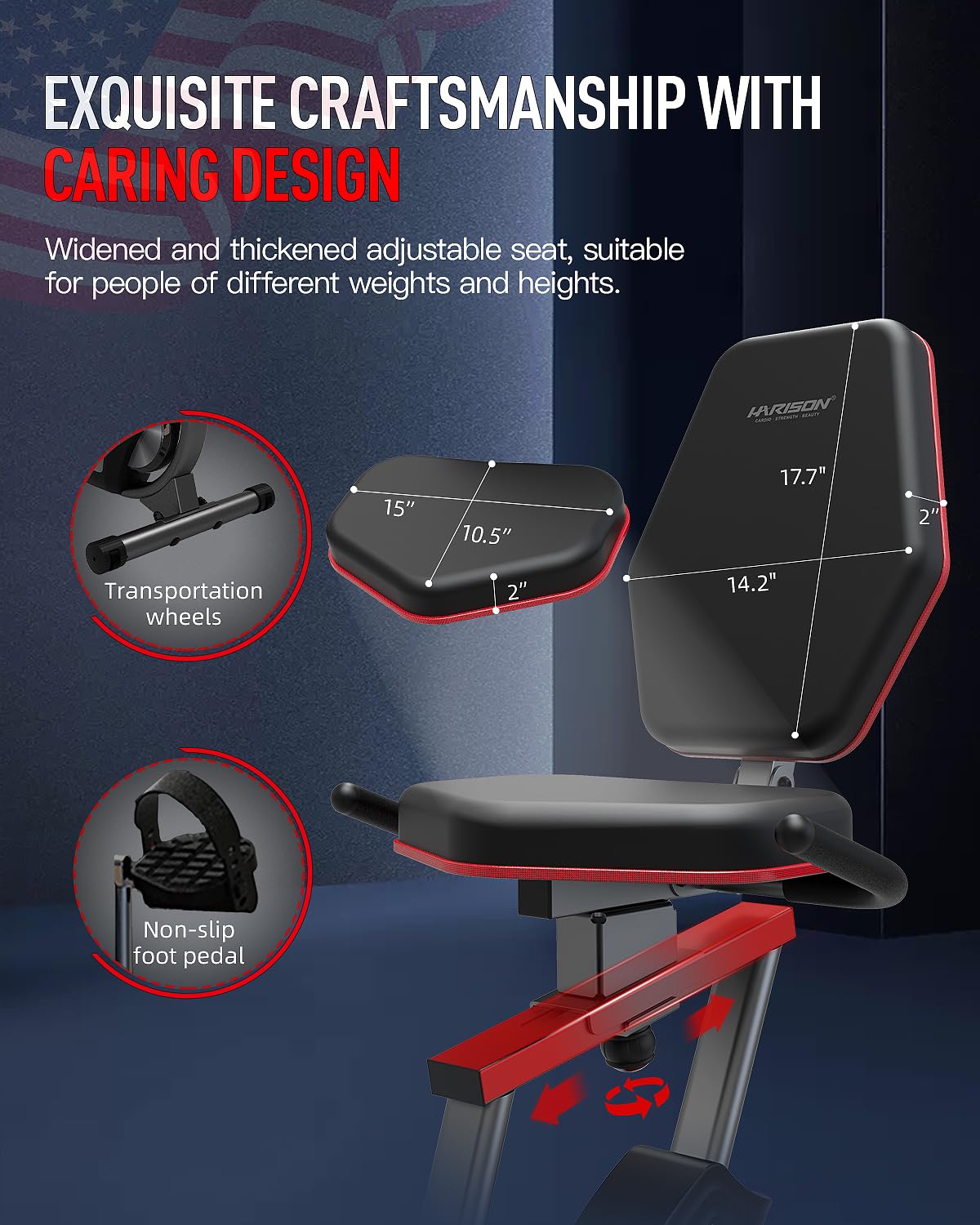 HARISON Recumbent Exercise Bike, Under Desk Elliptical Machine for Home, Multi-Functional LCD Display