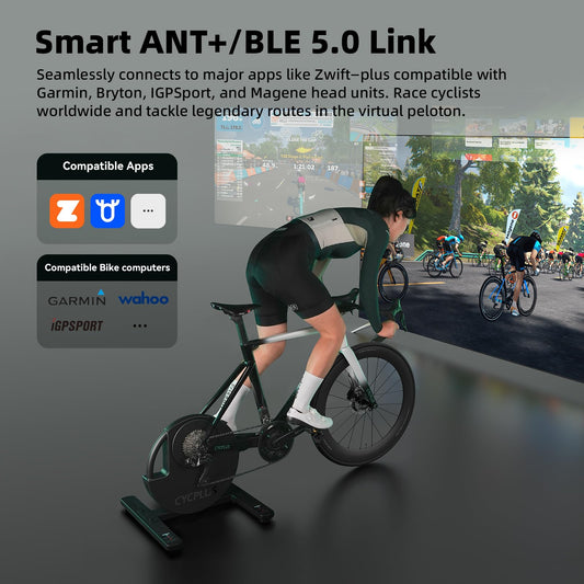 CYCPLUS R200 Smart Indoor Bike Trainer, 2200W Brushless Motor, 19% Gradient Simulator, Virtual Shifting, Uphill/Downhill Simulation, Super Silent (Cassette Not Included)