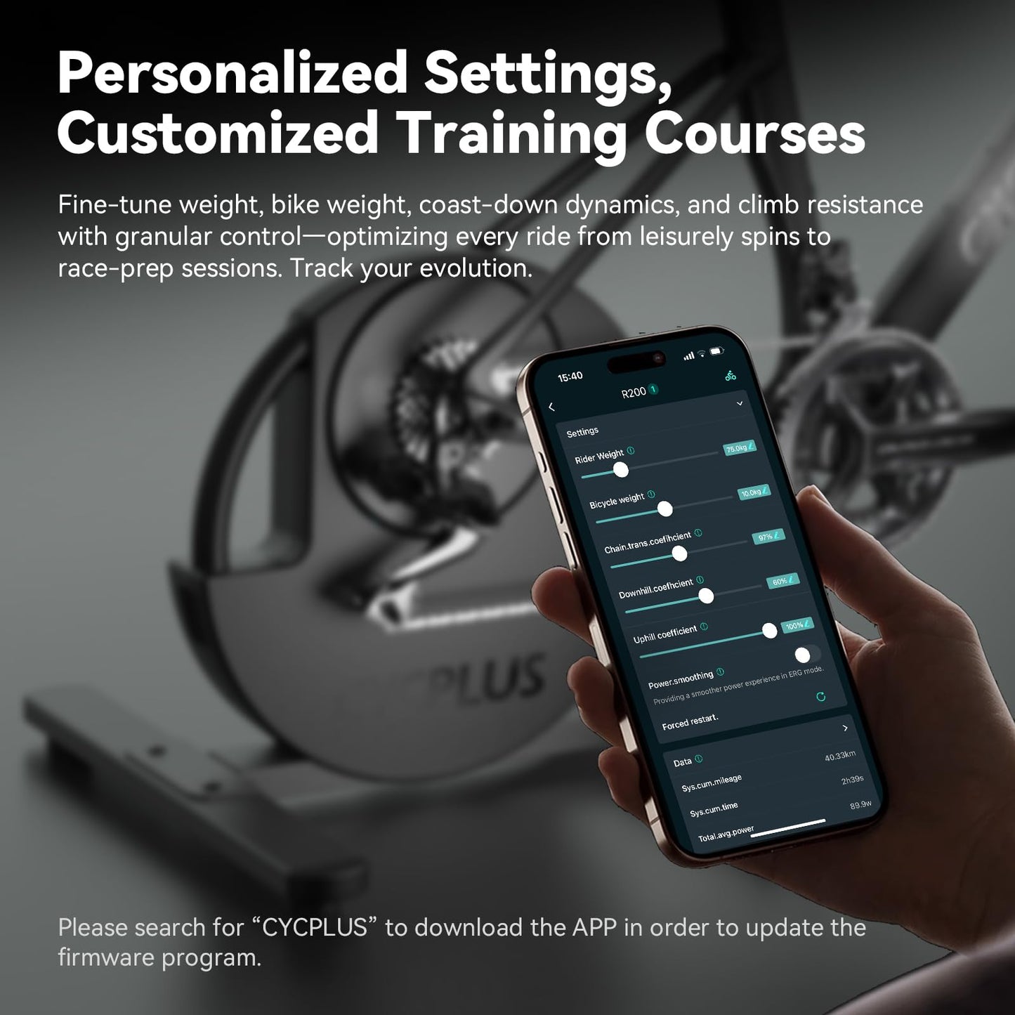 CYCPLUS R200 Smart Indoor Bike Trainer, 2200W Brushless Motor, 19% Gradient Simulator, Virtual Shifting, Uphill/Downhill Simulation, Super Silent (Cassette Not Included)