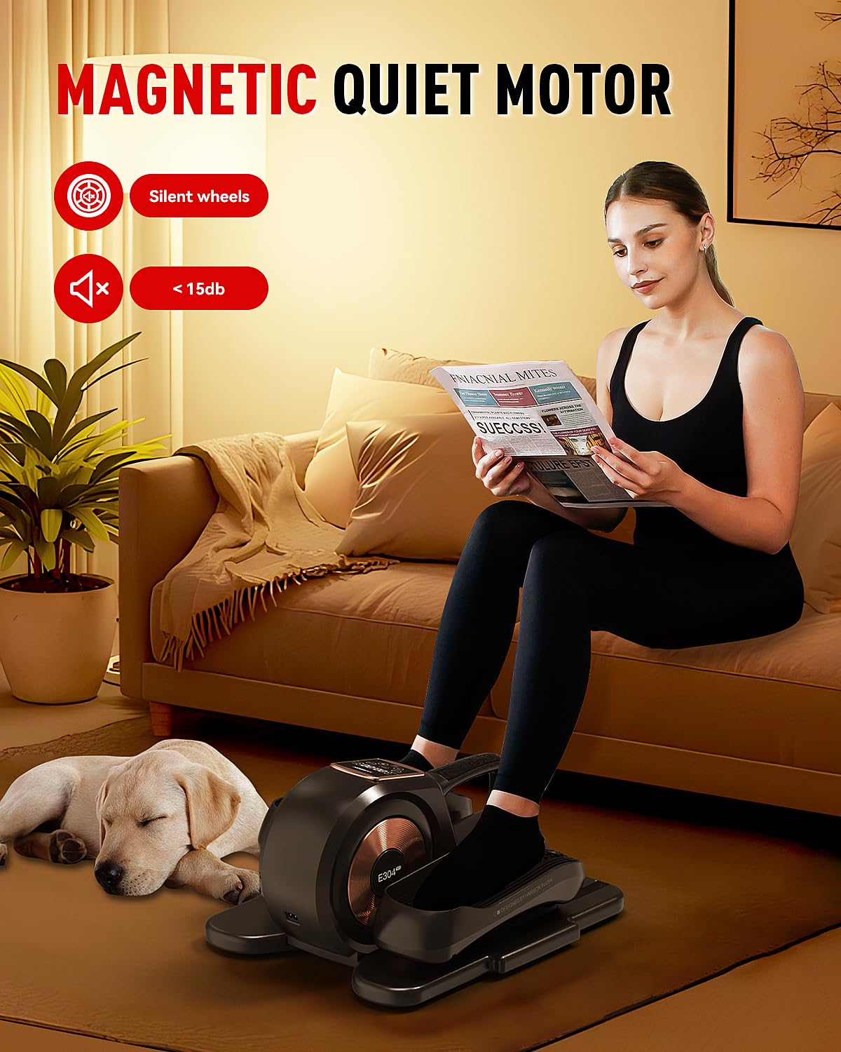 HARISON Recumbent Exercise Bike, Under Desk Elliptical Machine for Home, Multi-Functional LCD Display