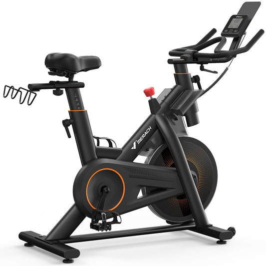 MERACH Magnetic Exercise Bike, Heavy-Duty Stationary Indoor Bike with Auto Resistance, 350 lb Capacity, Low-Noise Home Gym Bike with App