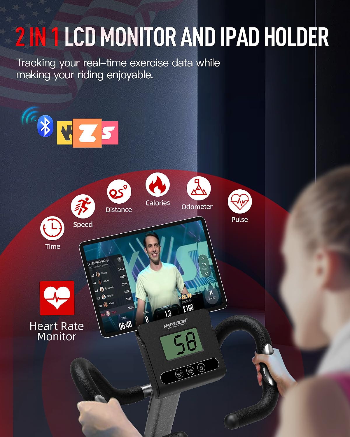 HARISON Recumbent Exercise Bike, Under Desk Elliptical Machine for Home, Multi-Functional LCD Display