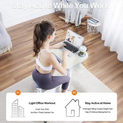 All-in-One Foldable Under Desk Exercise Bike, 300 lb Capacity, Adjustable Resistance, LCD Display, Seat & Desktop, Portable Stationary Bike for Home