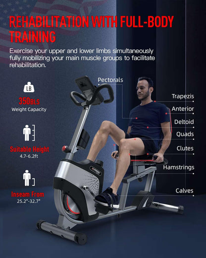 HARISON Recumbent Exercise Bike, Under Desk Elliptical Machine for Home, Multi-Functional LCD Display