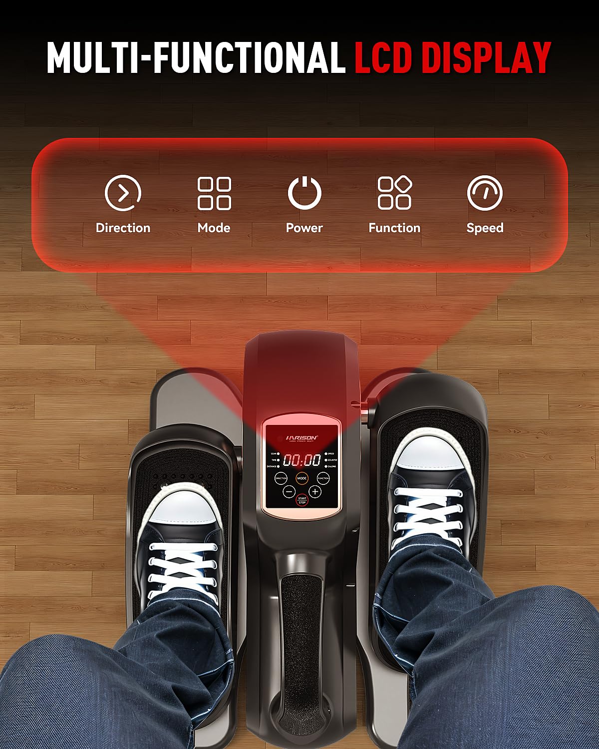 HARISON Recumbent Exercise Bike, Under Desk Elliptical Machine for Home, Multi-Functional LCD Display