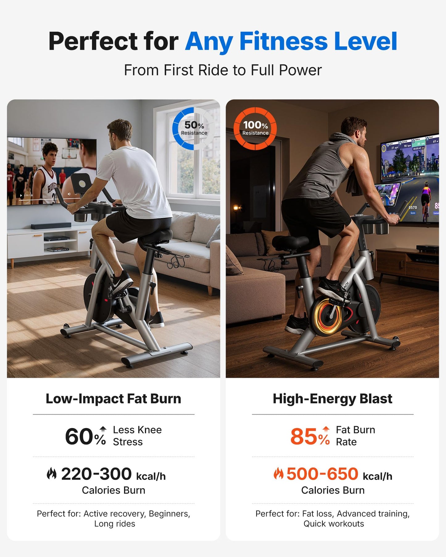 MERACH Exercise Bike, Brake Pad & Magnetic Stationary Indoor Cycling Bike, 270 lb Capacity, Low Noise, App Compatible, Dumbbell Rack, Fitness Courses for Weight Loss