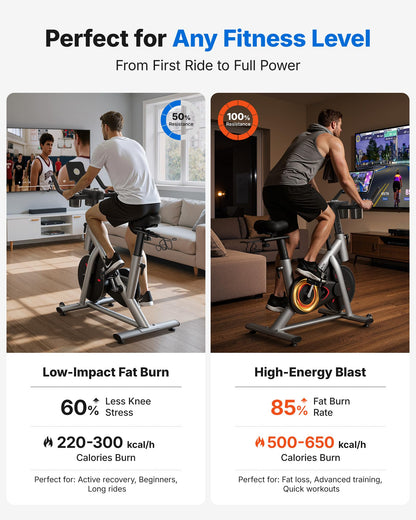 MERACH Exercise Bike, Brake Pad & Magnetic Stationary Indoor Cycling Bike, 270 lb Capacity, Low Noise, App Compatible, Dumbbell Rack, Fitness Courses for Weight Loss