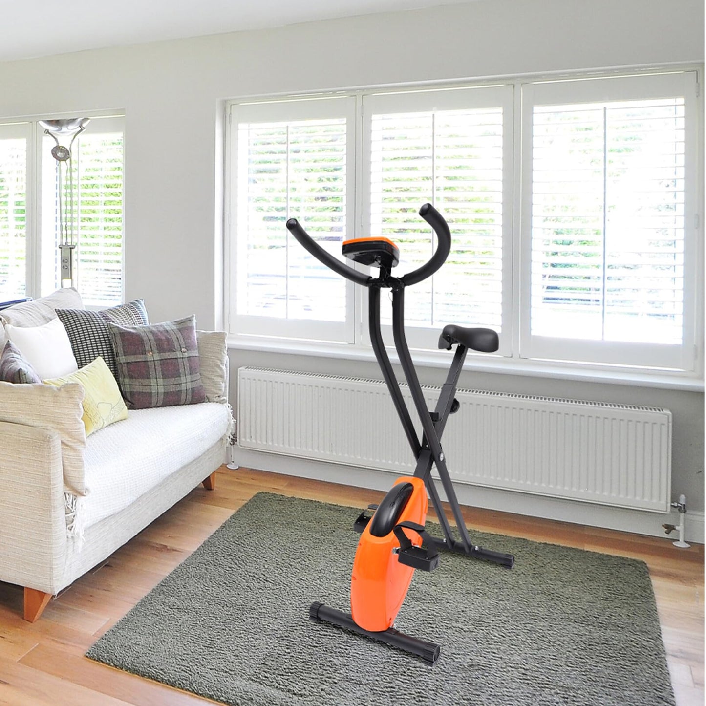 GAROZATION Indoor Cycling Bike, Magnetic Resistance Stationary Exercise Bike, X-Structure Home Workout for Weight Loss & Cardio, Orange